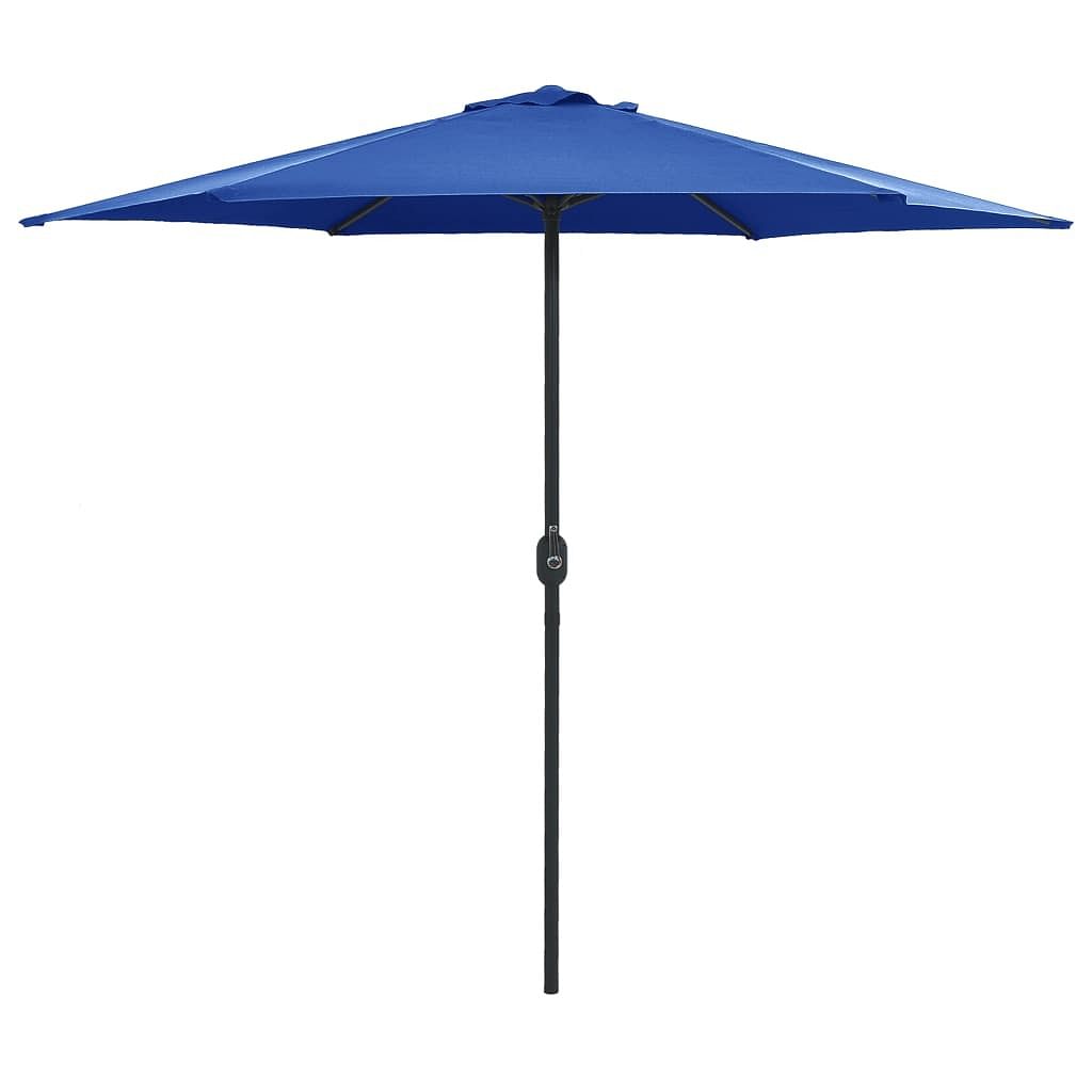 Garden parasol azure blue polyester, aluminum large foldable