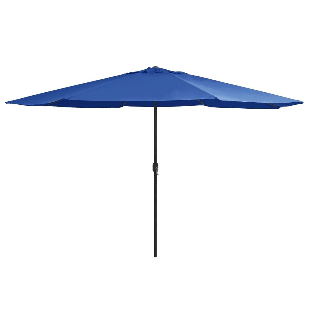 Garden parasol azure blue 100% polyester, metal large collapsible
