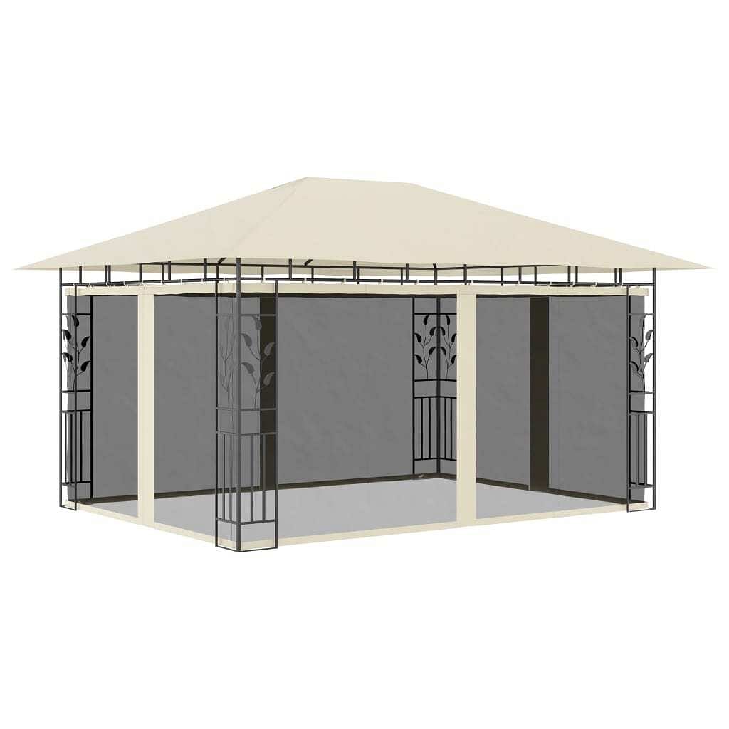 Gazebo with mosquito net 13.1'x9.8'x9' cream 0.6 oz/ft²