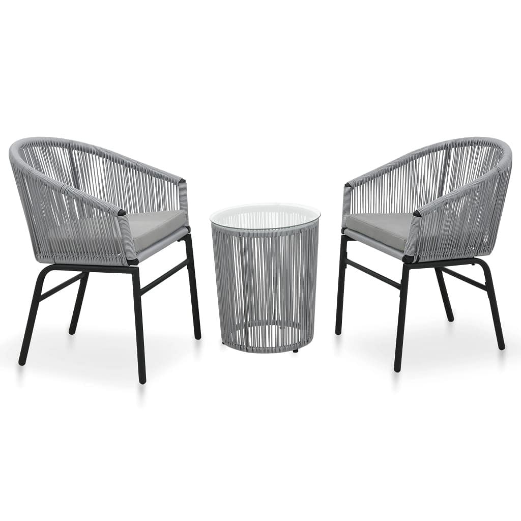 Bistro set grey pe rattan compact durable bistro set round
