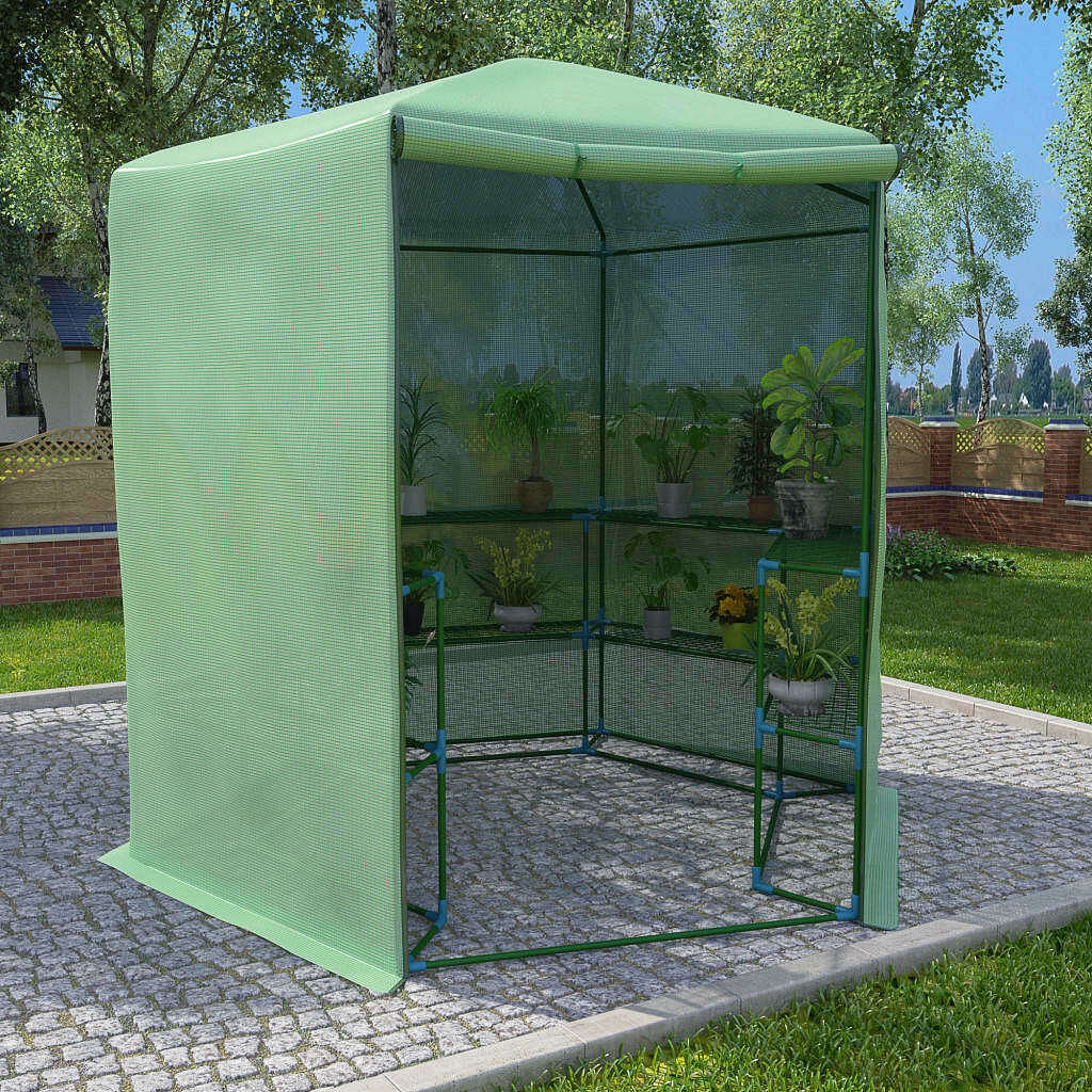 Greenhouse green pe mesh fabric, powder-coated steel 89.4 x 87.8 in