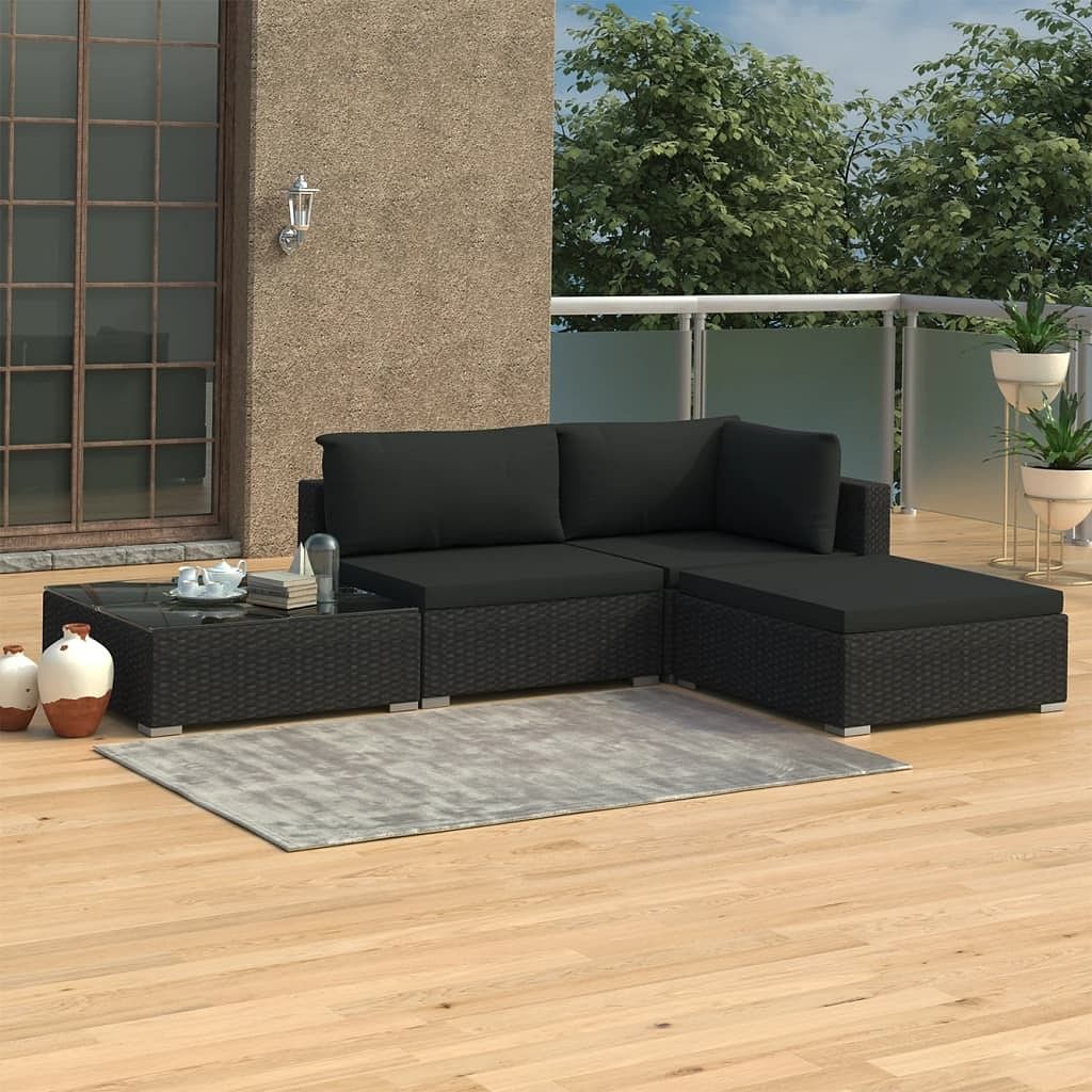 Patio lounge set set of 4 black