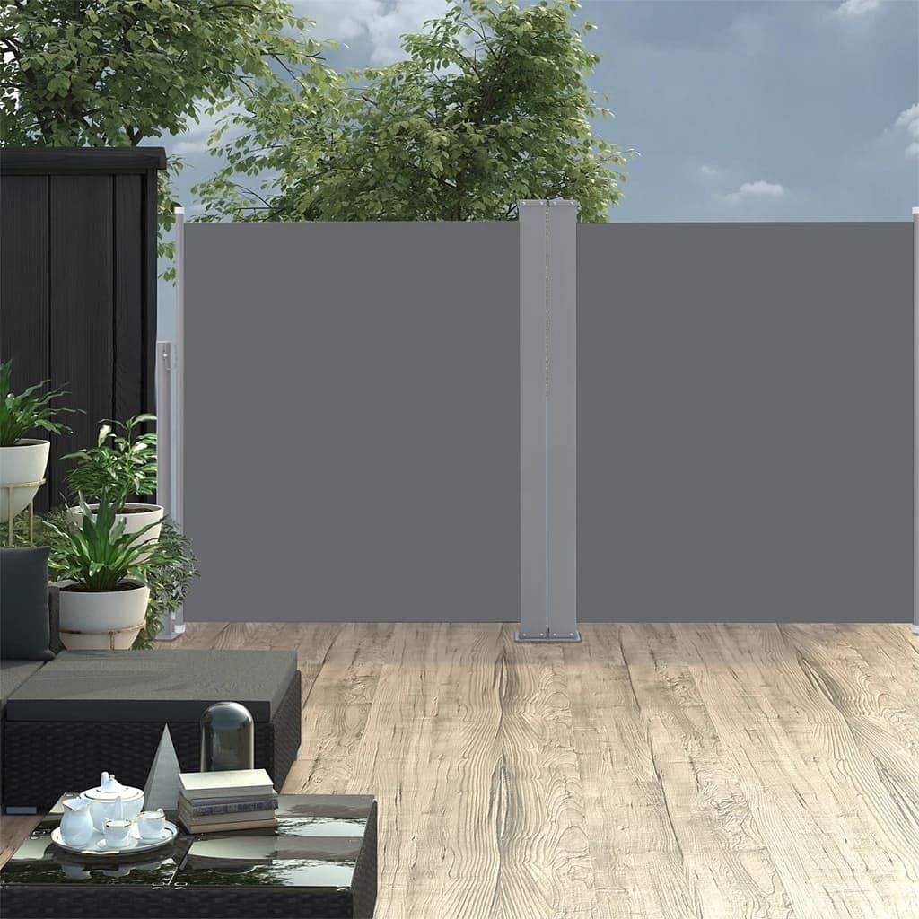 Side awning anthracite polyester with pu coating 55.1x236.2 in