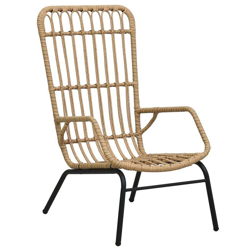 Garden chair light brown poly rattan, powder-coated steel standard