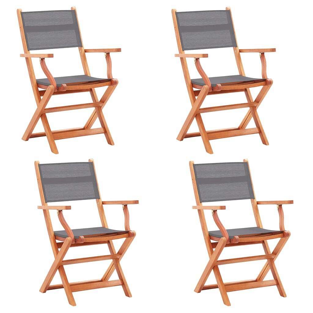 Garden chair set of 4 grey solid eucalyptus wood standard