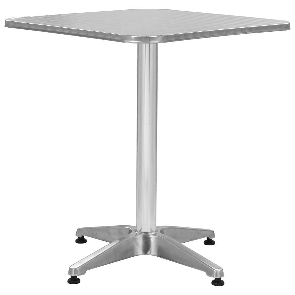 Garden table silver aluminum, stainless steel 23.6 x 23.6 x 27.6 in