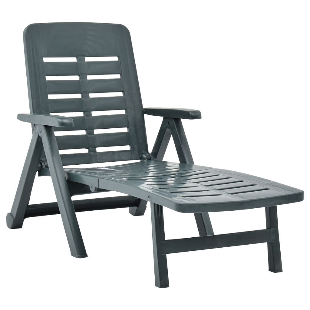 Sunlounger green plastic one-size foldable sun lounger