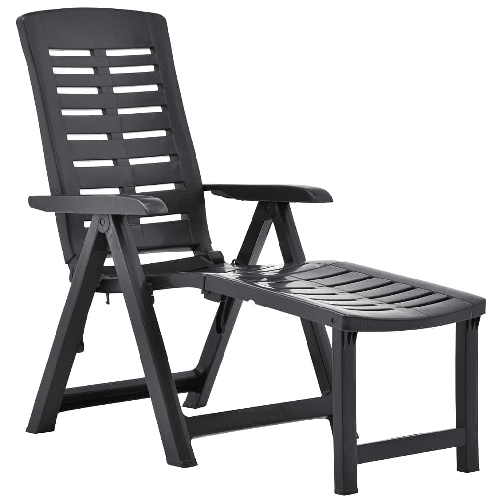 Sun lounger anthracite plastic adjustable foldable sun lounger