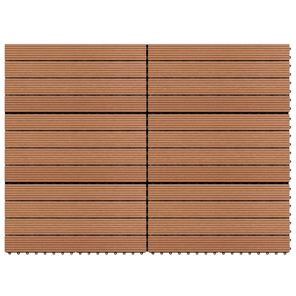 Wpc tiles 23.6"x11.8" 6 pcs 10.8ft² brown
