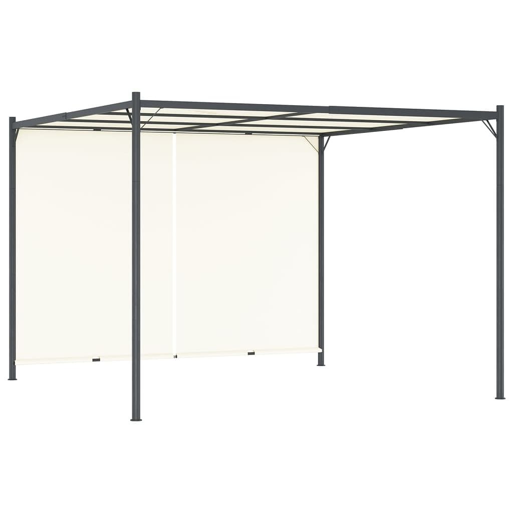 Pergola cream white powder-coated steel, polyester 9.8 x 9.8 ft