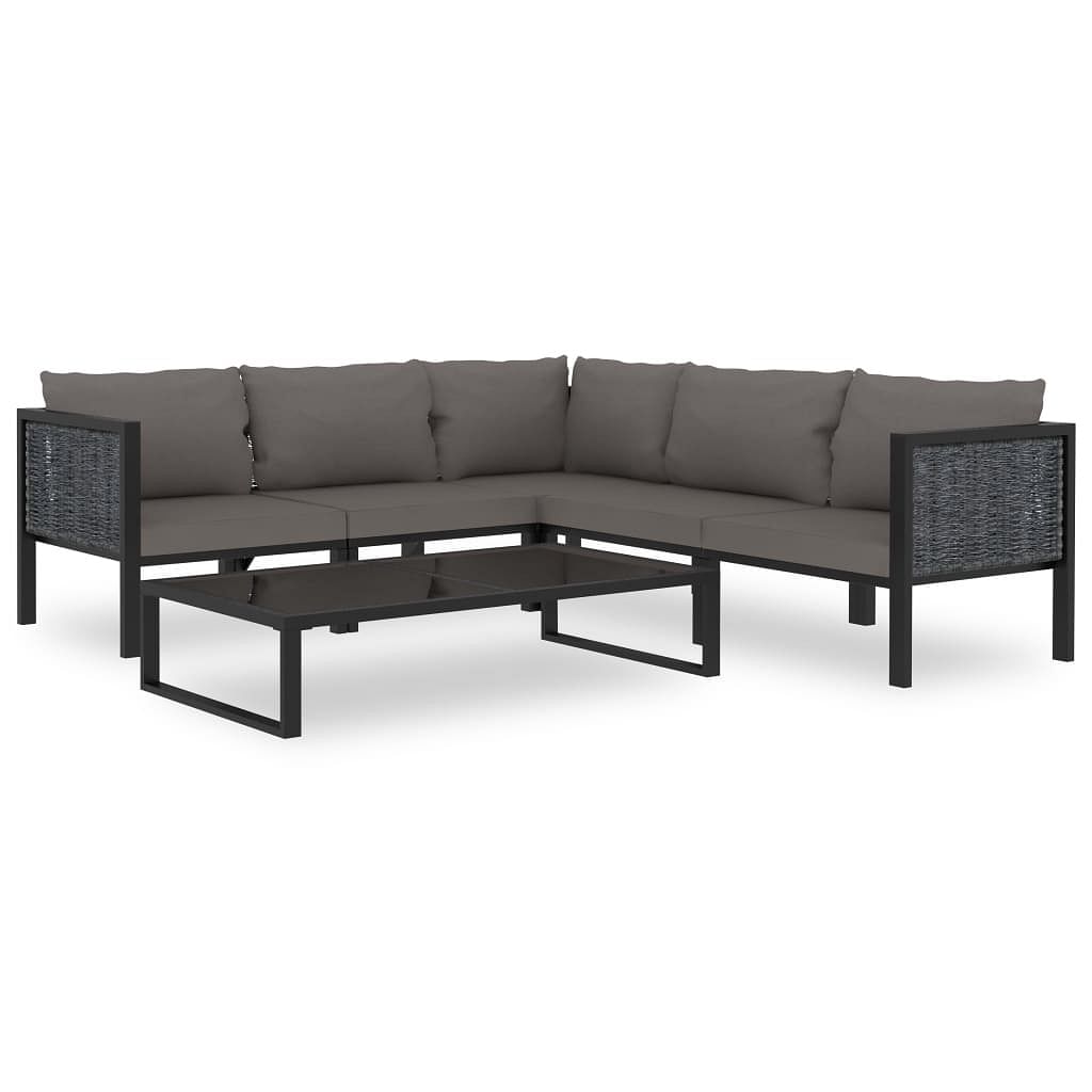 Garden lounge set anthracite poly rattan large modular