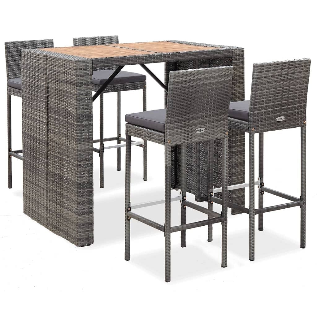 Bar set grey pe (polyethylene) rattan compact durable