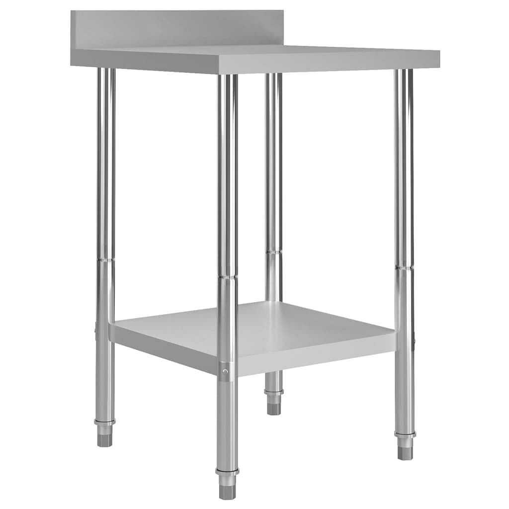 Kitchen work table with backsplash 23.6"x23.6"x36.6" stainless steel