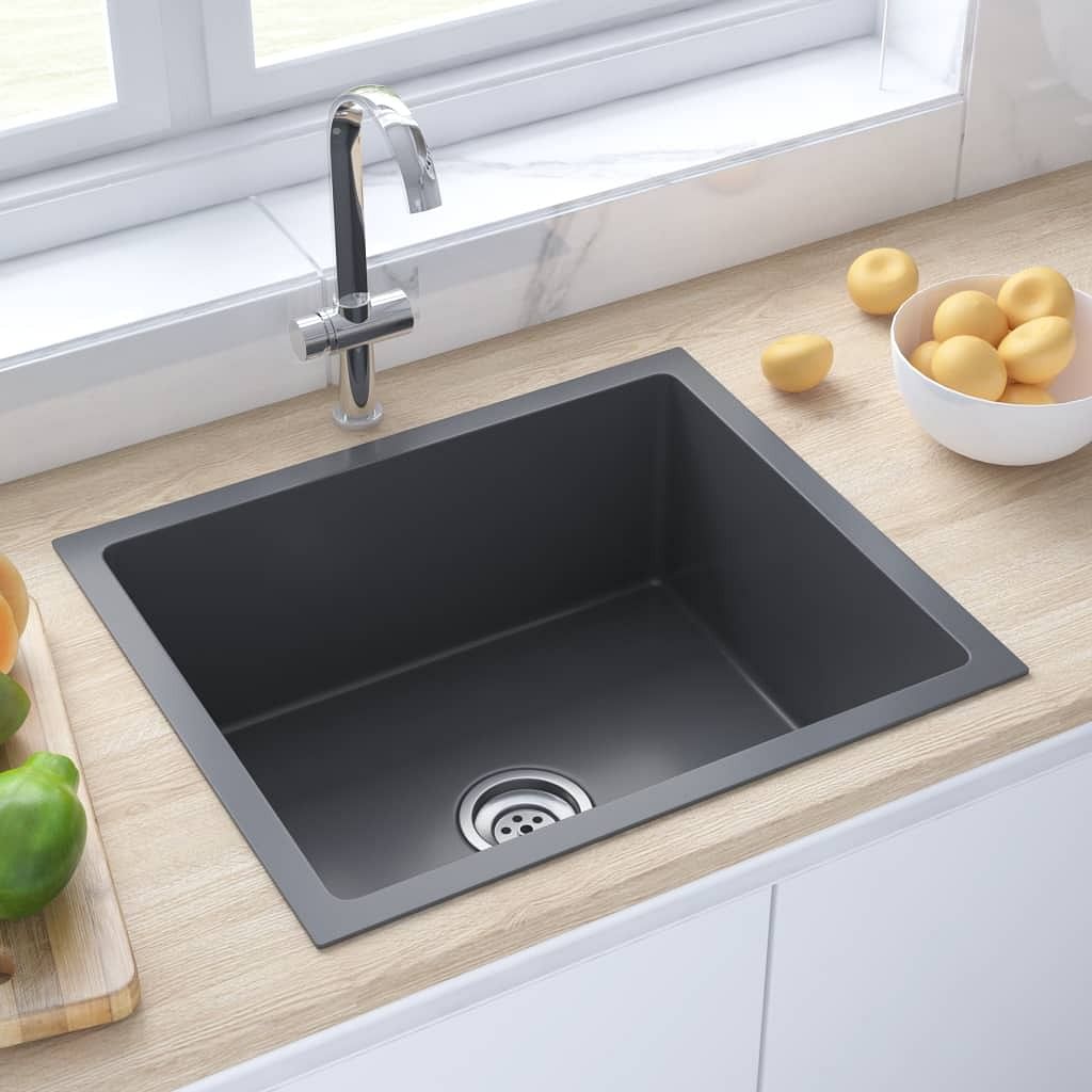 Handmade kitchen sink black stainless steel