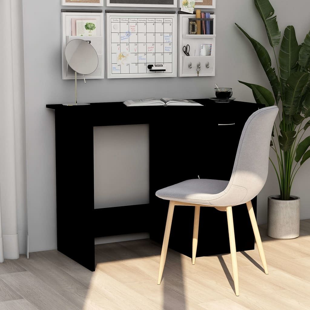 Desk black engineered wood compact desk rectangular modern