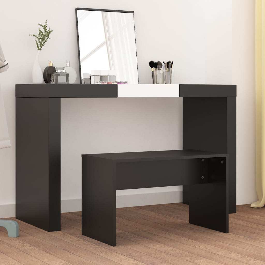 Dressing stool black engineered wood medium chic dressing stool