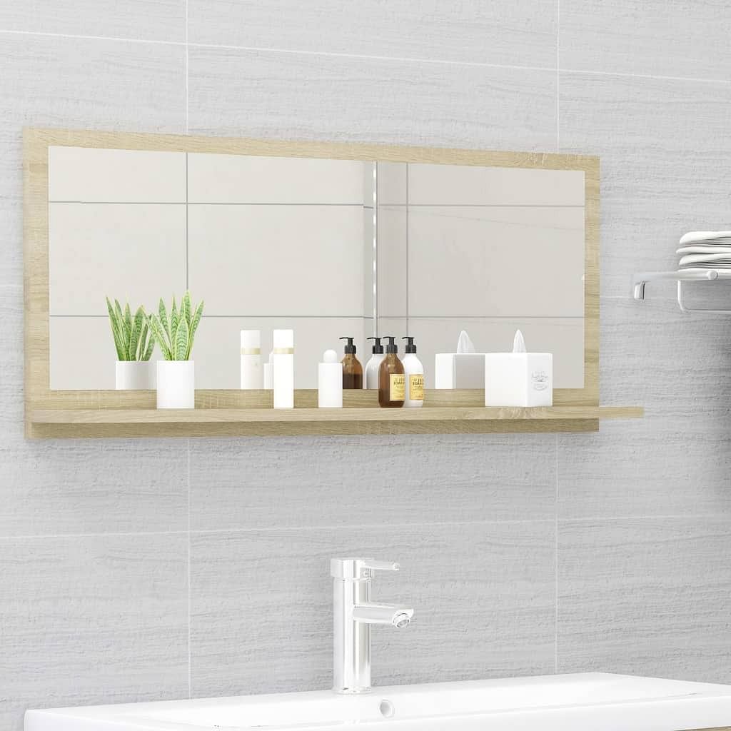Mirror sonoma oak engineered wood 35.4 x 4.1 x 14.6 in