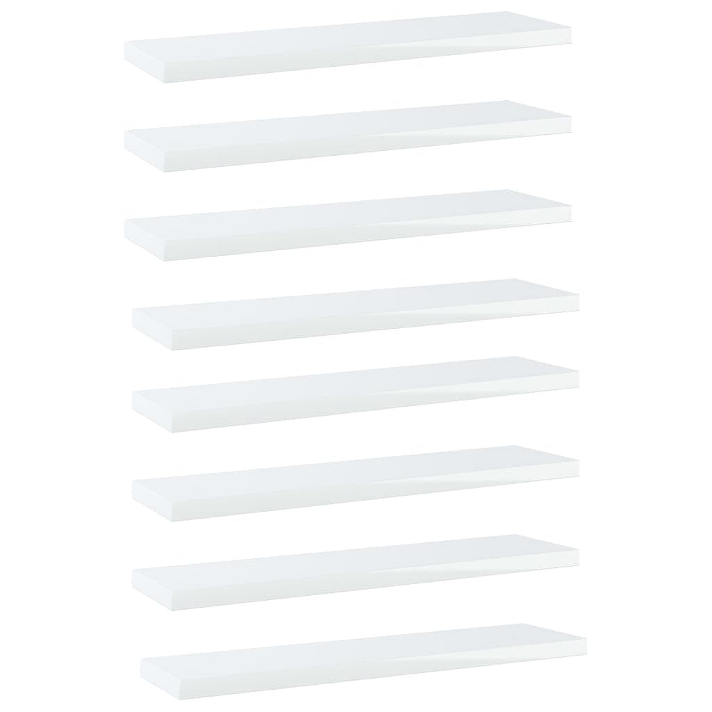 Shelf set of 8 high gloss white engineered wood standard shelf