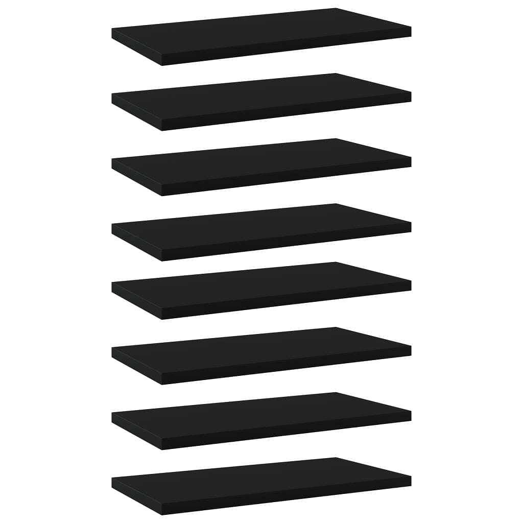Shelf set of 8 black engineered wood medium stackable shelf