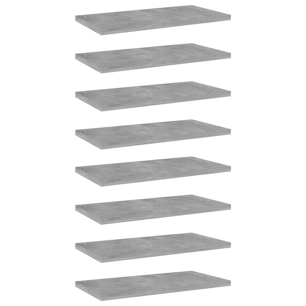Shelf set of 8 concrete grey engineered wood 15.7 x 7.9 x 0.6 in