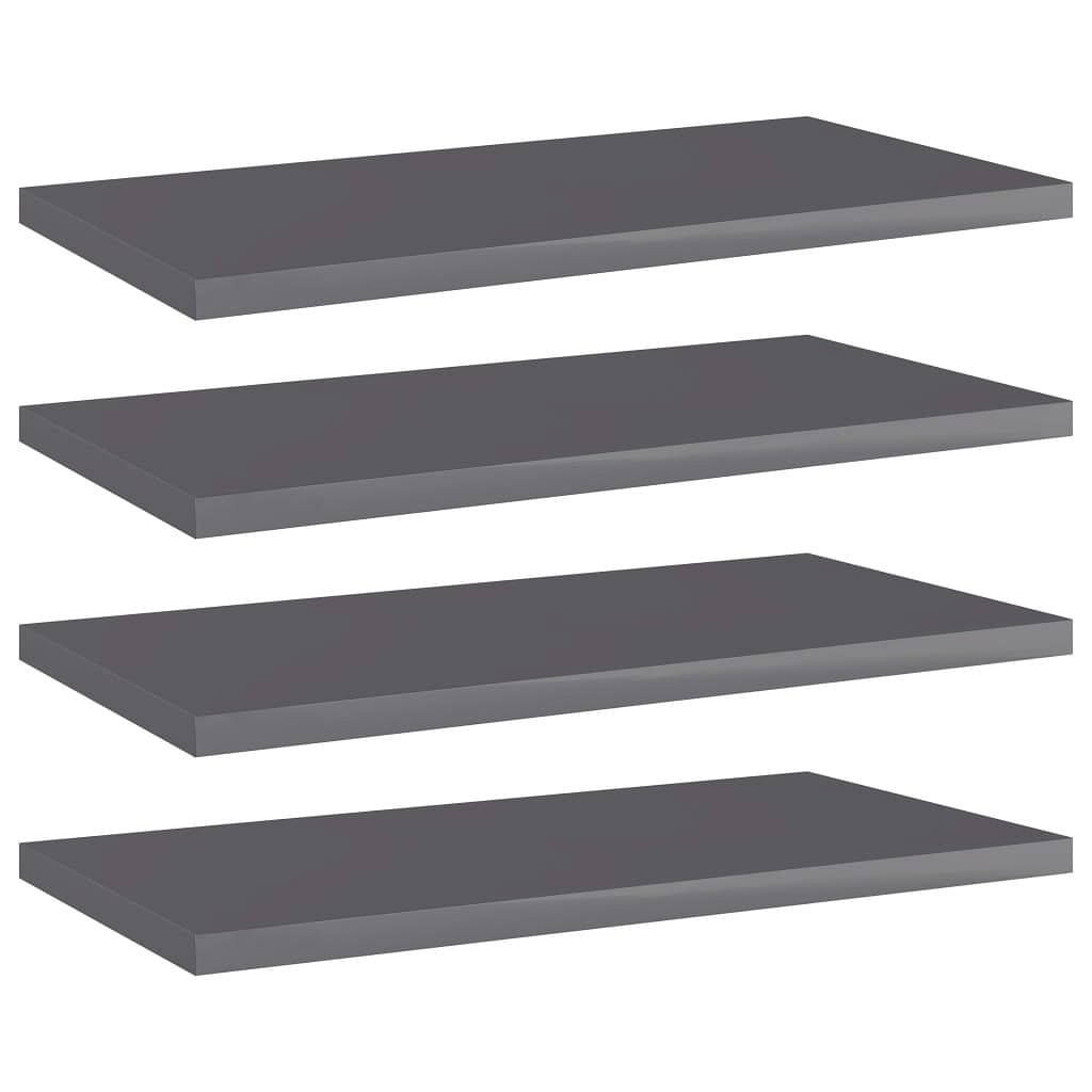 Shelf set of 4 high gloss grey engineered wood 15.7 x 7.9 in