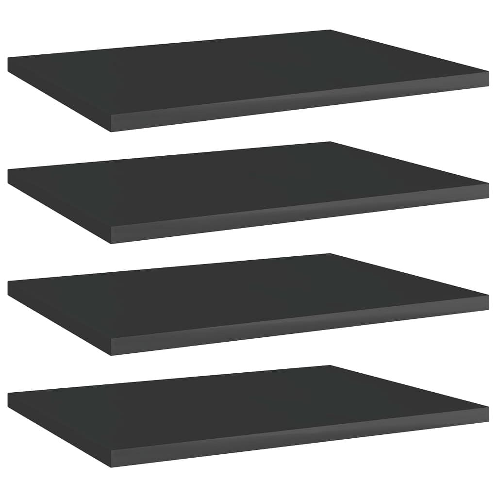 Shelf set of 4 high gloss black engineered wood wall mounting