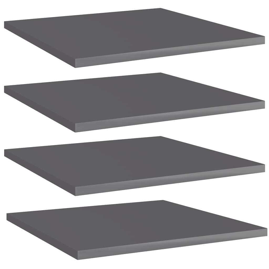 Shelf set of 4 high gloss grey engineered wood 16x16 in