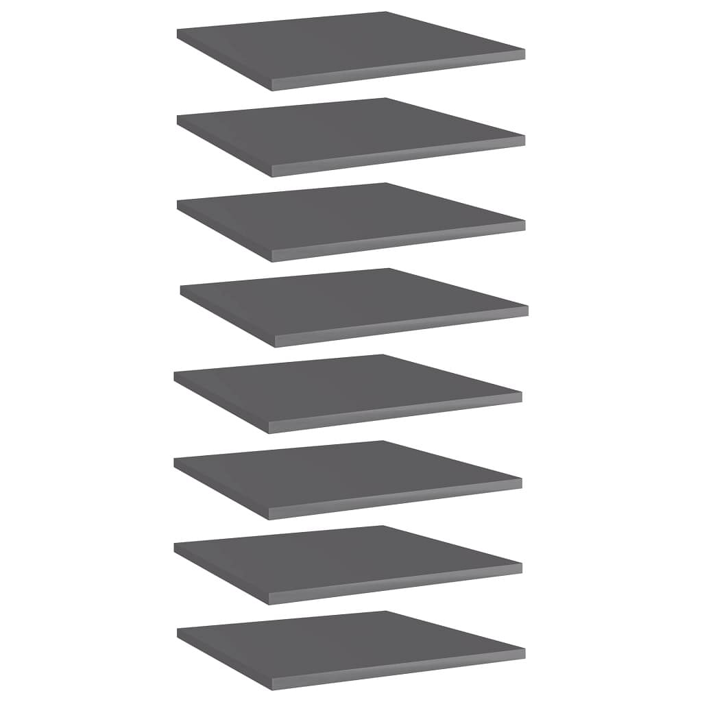 Shelf set of 8 high gloss grey engineered wood 15.7 x 15.7 in