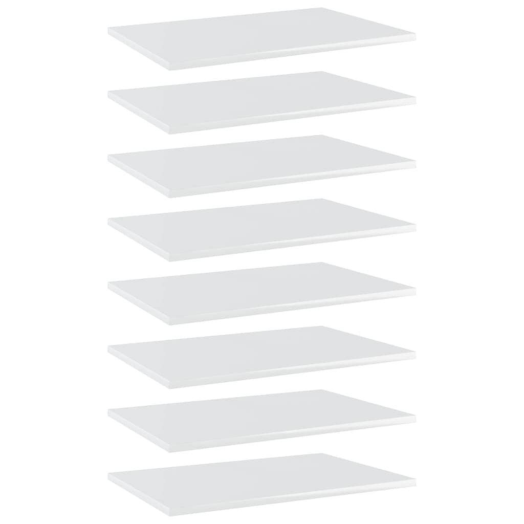 Shelf set of 8 high gloss white engineered wood