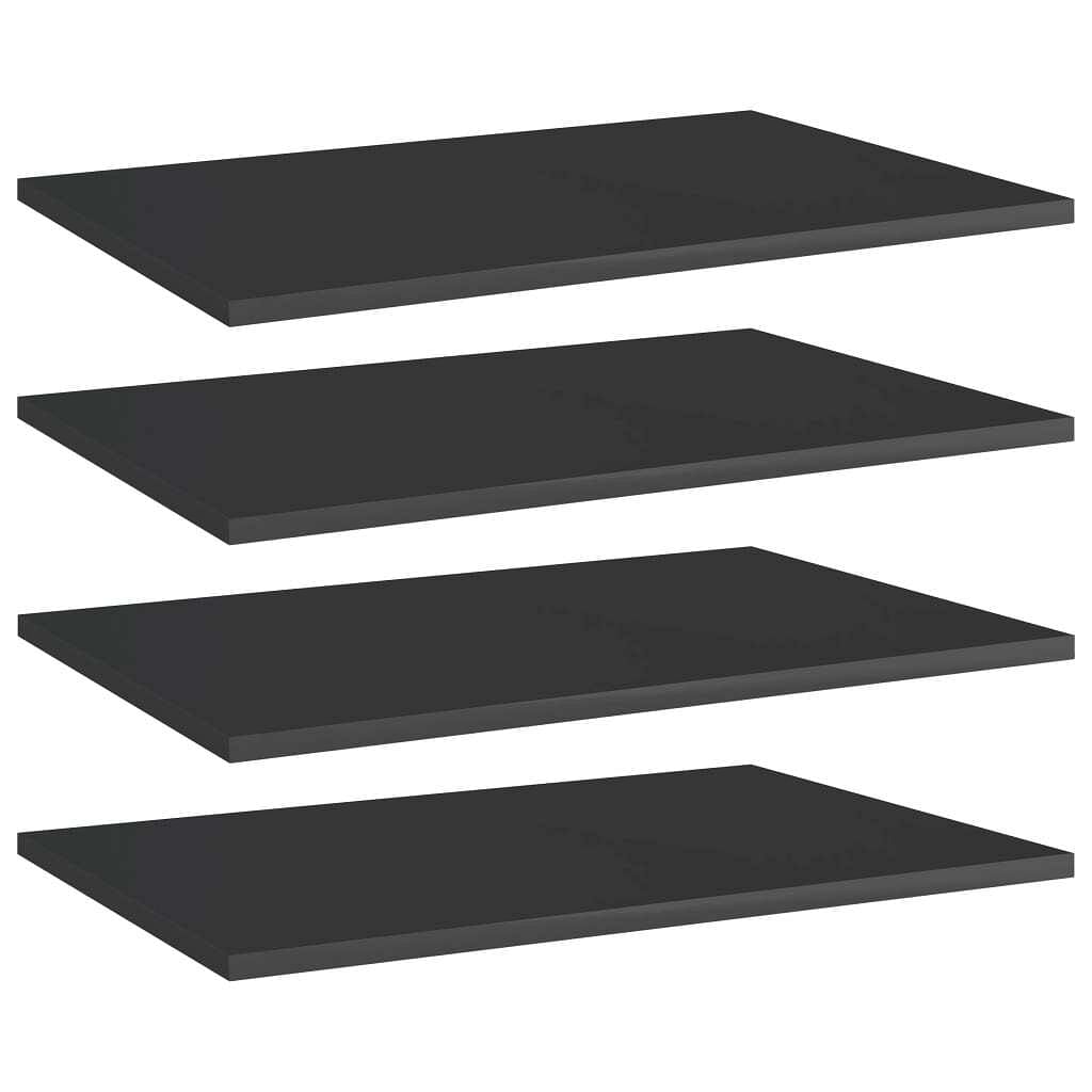 Shelf set of 4 high gloss black engineered wood 23.6x15.7x0.6 in