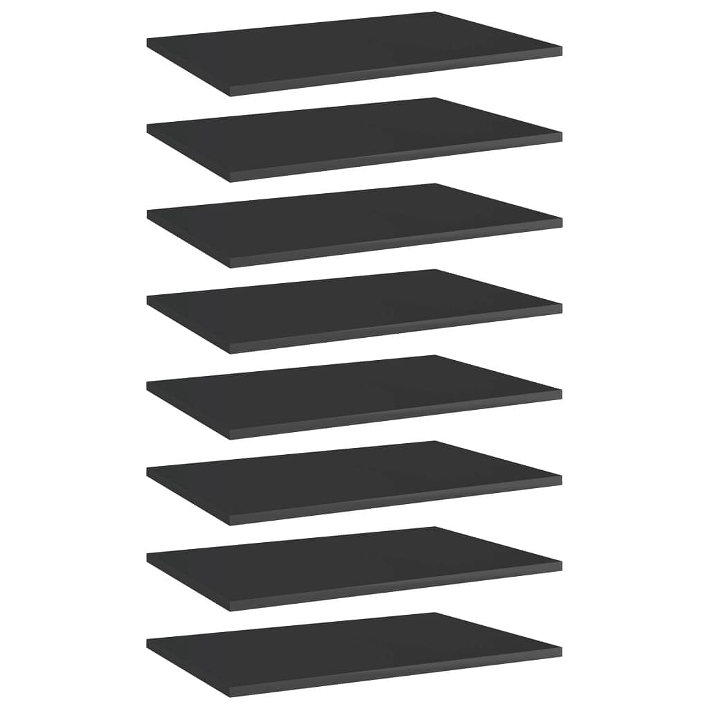 Shelf set of 8 high gloss black engineered wood medium