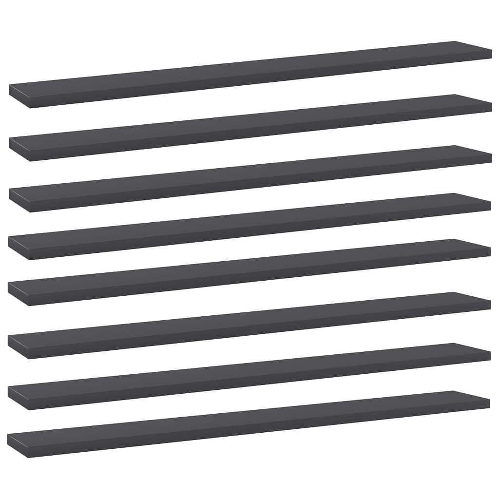 Shelf set of 8 grey engineered wood 31.5 x 3.9 x 0.6 in