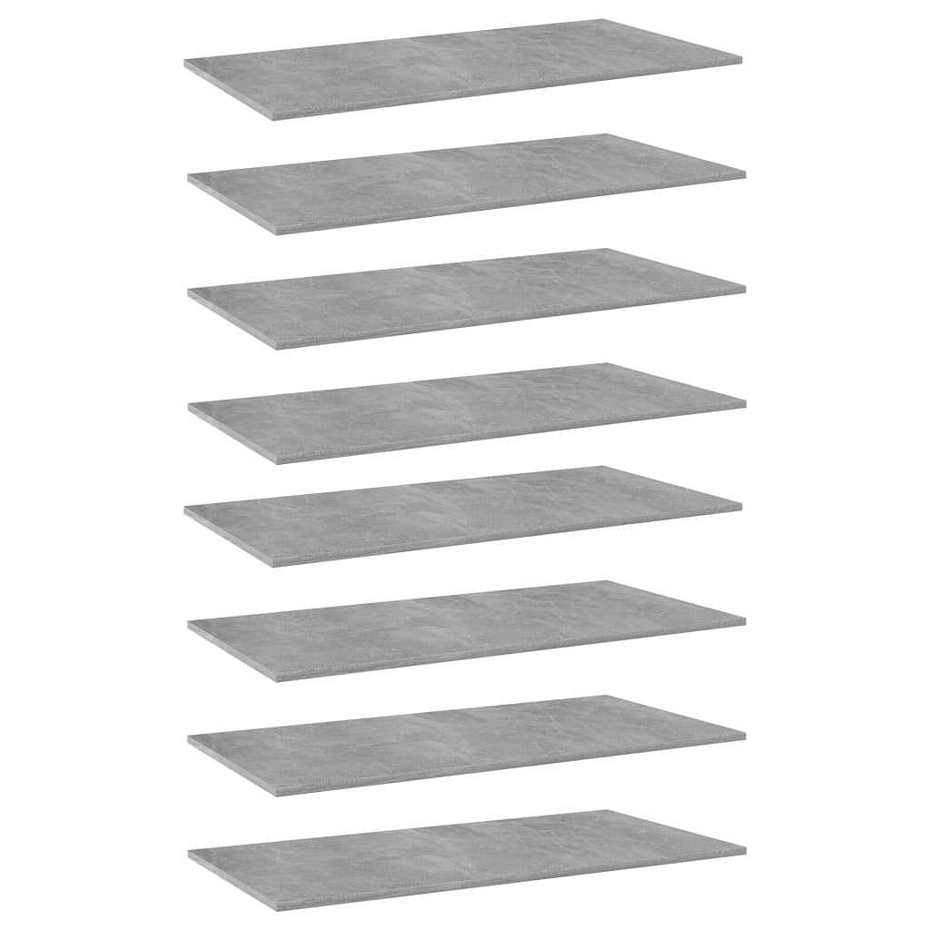 Shelf set of 8 concrete gray engineered wood
