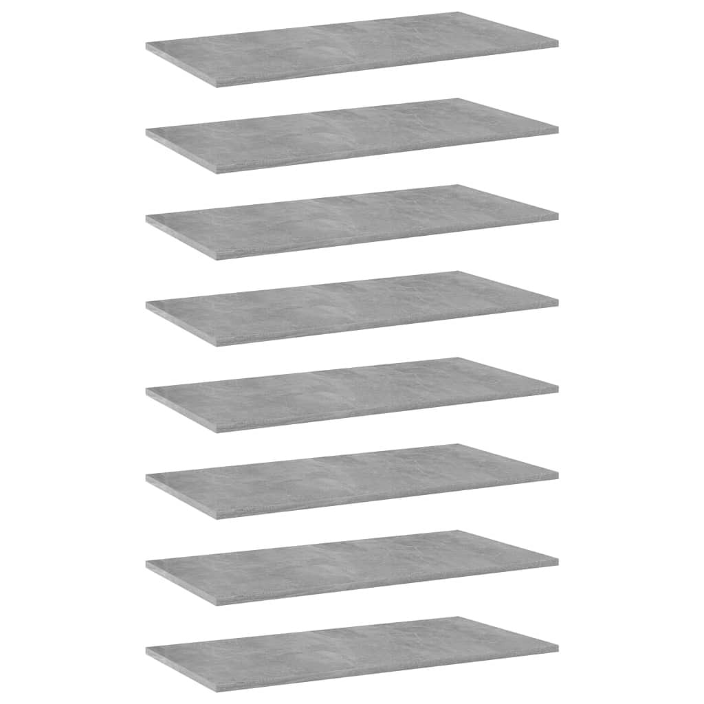 Shelf set of 8 concrete grey engineered wood 31.5 x 15.7 x 0.6 in