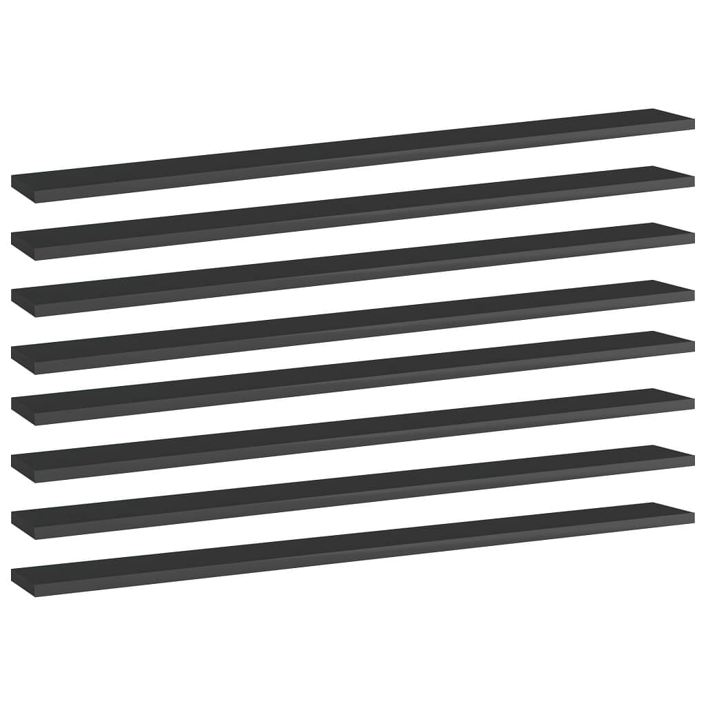 Shelf set of 8 high gloss black engineered wood