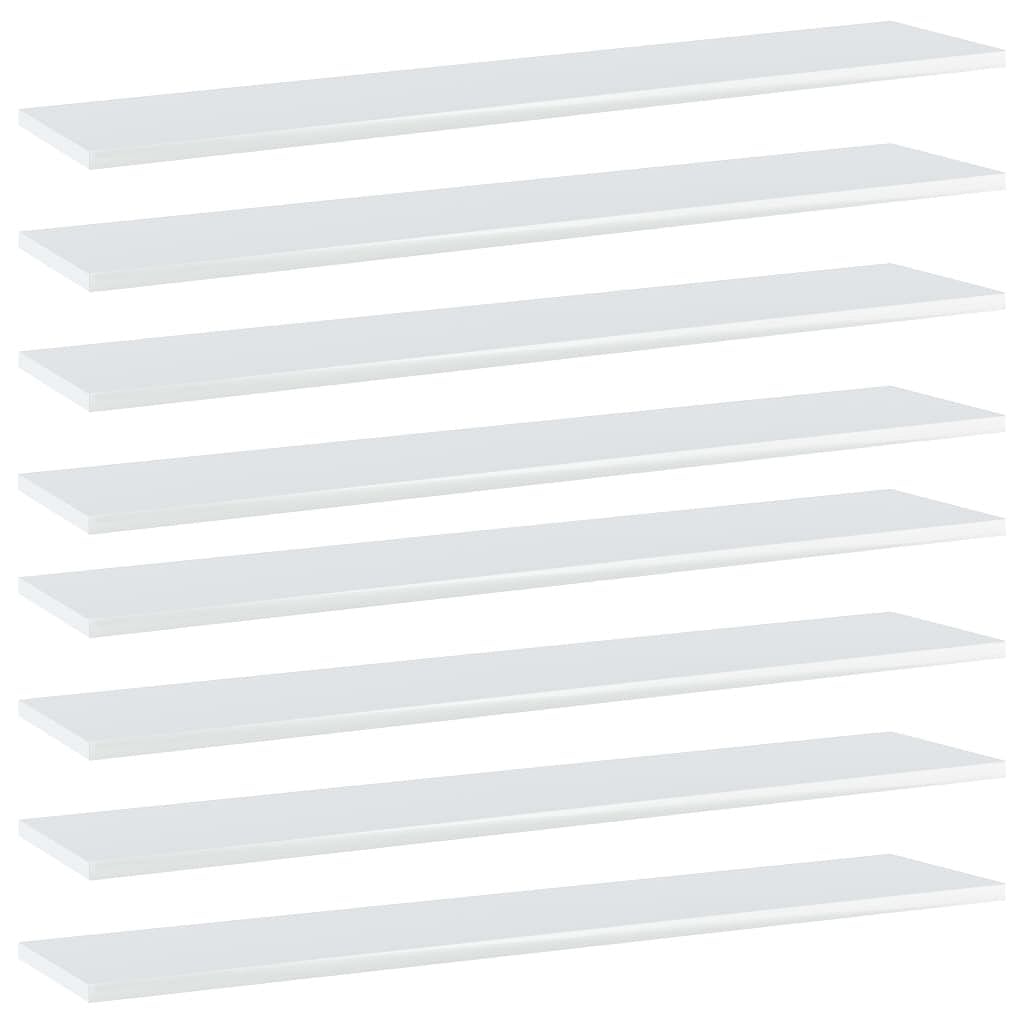 Shelf set of 8 high gloss white engineered wood