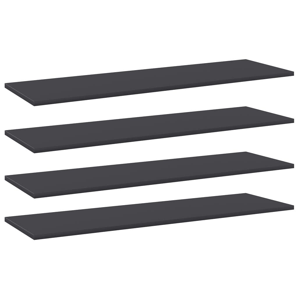 Shelf set of 4 grey engineered wood 39.4x11.8 in wall mounting