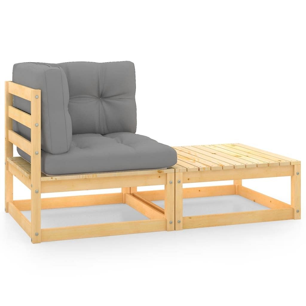 Garden lounge set natural solid pinewood medium modular