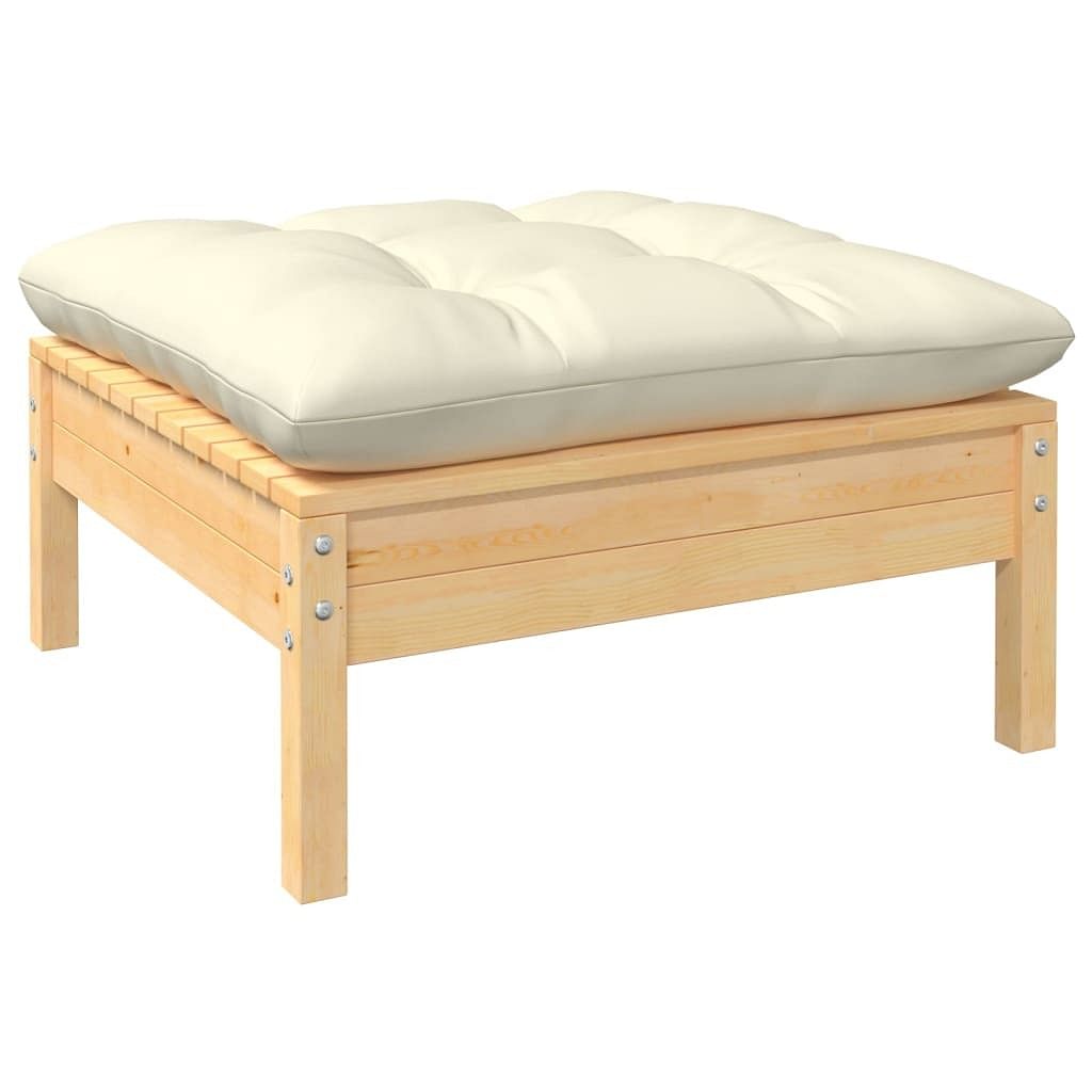 Garden footstool cream solid pinewood 25.0 x 25.0 x 11.2 in