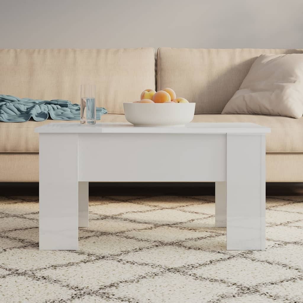 Coffee table high gloss white engineered wood medium