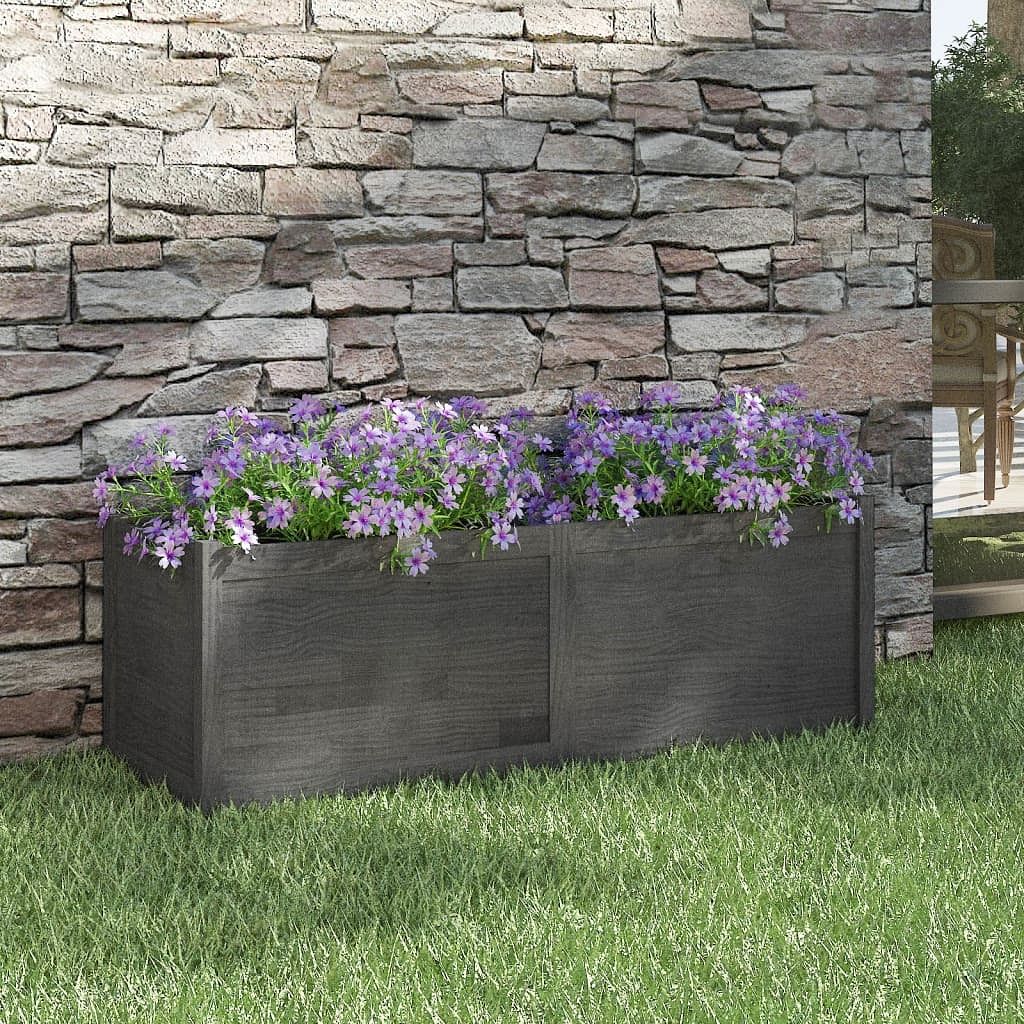 Garden planter grey solid pinewood 59.1 in x 19.7 in x 19.7 in