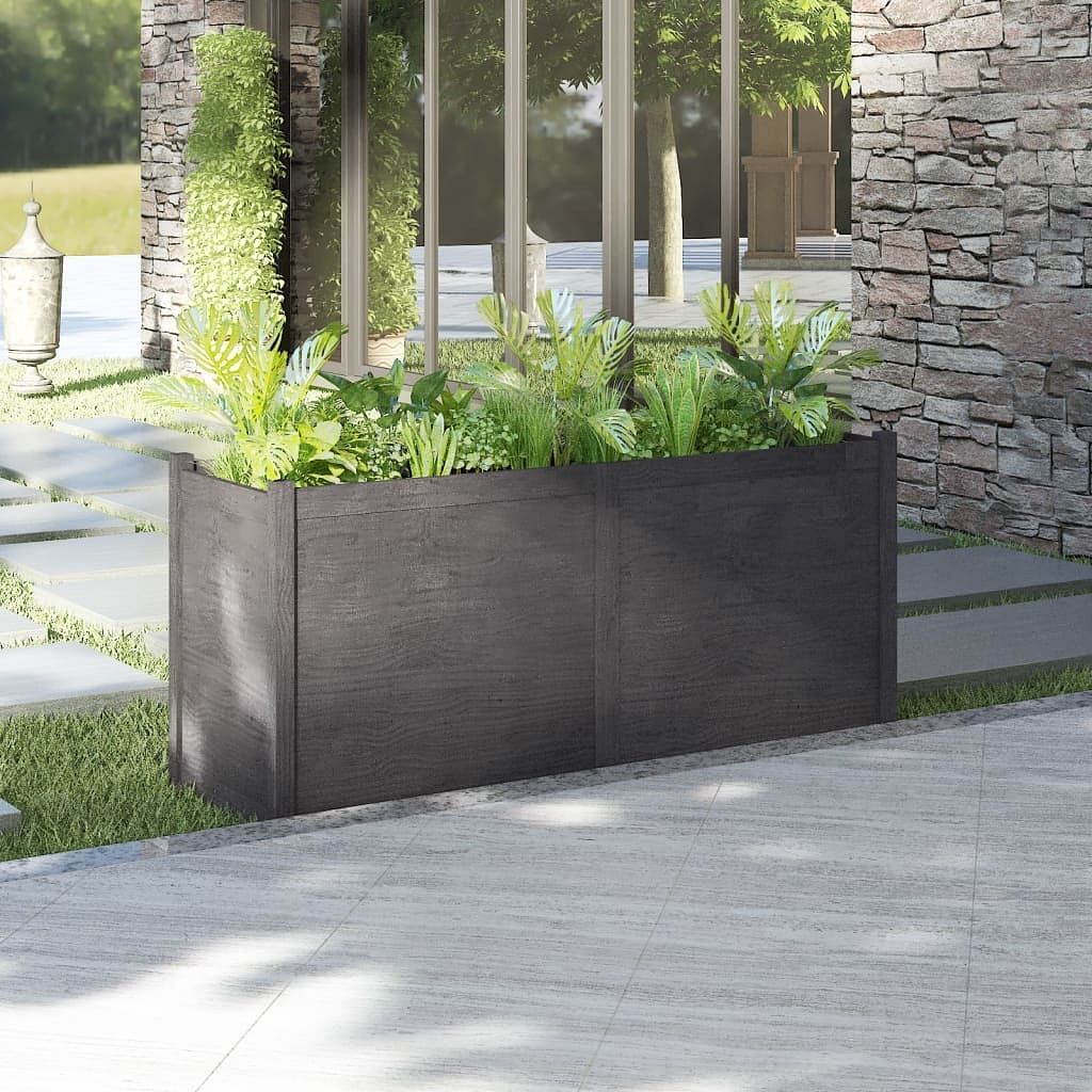Garden planter grey solid pinewood large durable garden planter