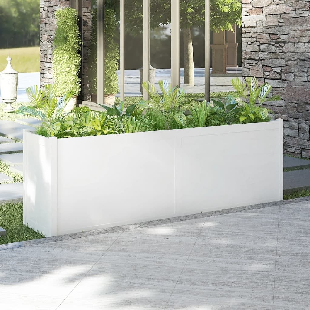 Garden planter white solid pinewood 78.7 in x 19.7 in x 27.6 in
