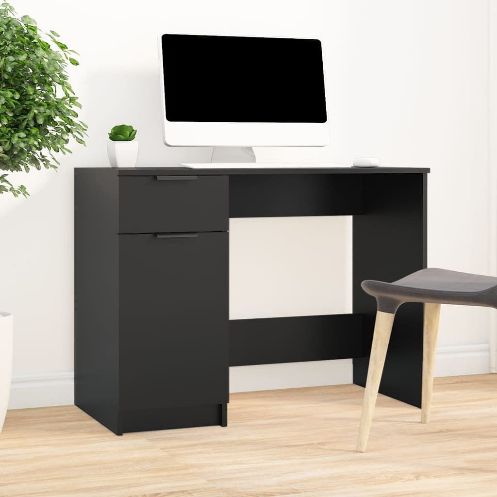 Desk black engineered wood 39.4x19.7x29.5 in desk rectangular
