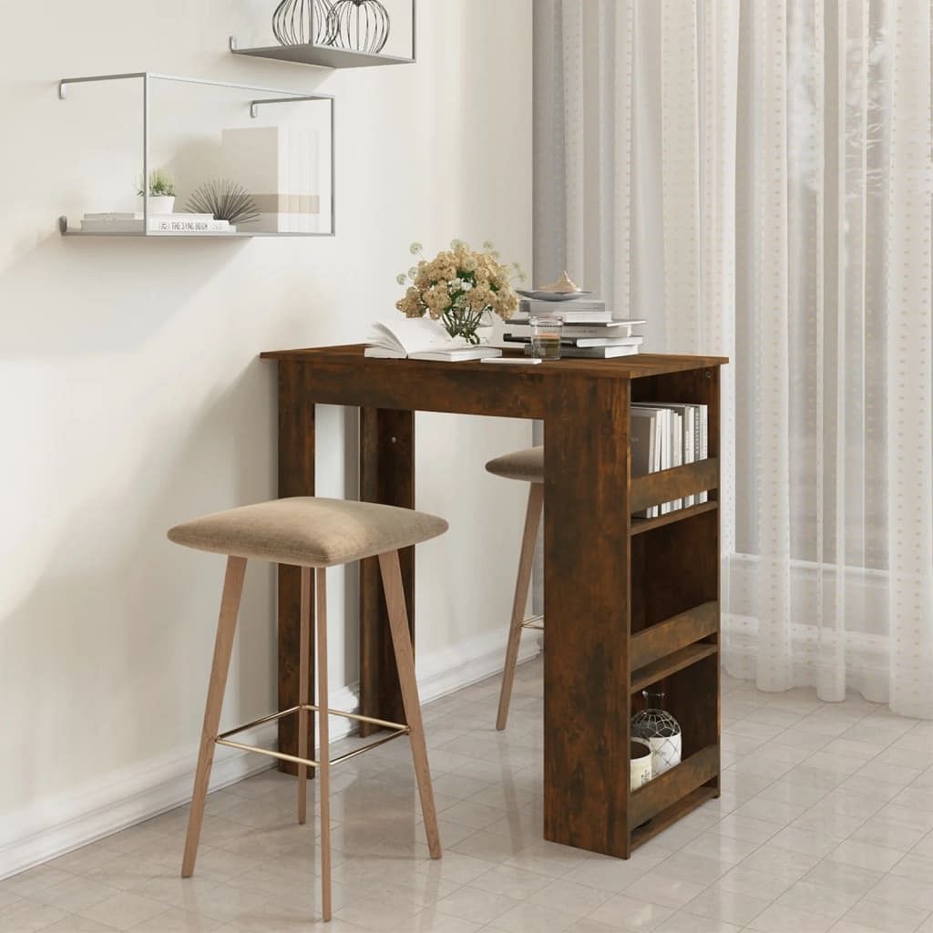 Bar table smoked oak engineered wood bar table rectangular