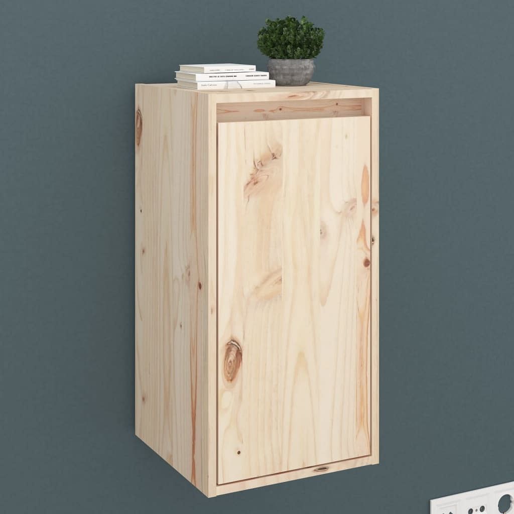 Wall cabinet natural wood solid pine wood 11.8x11.8x23.6 in