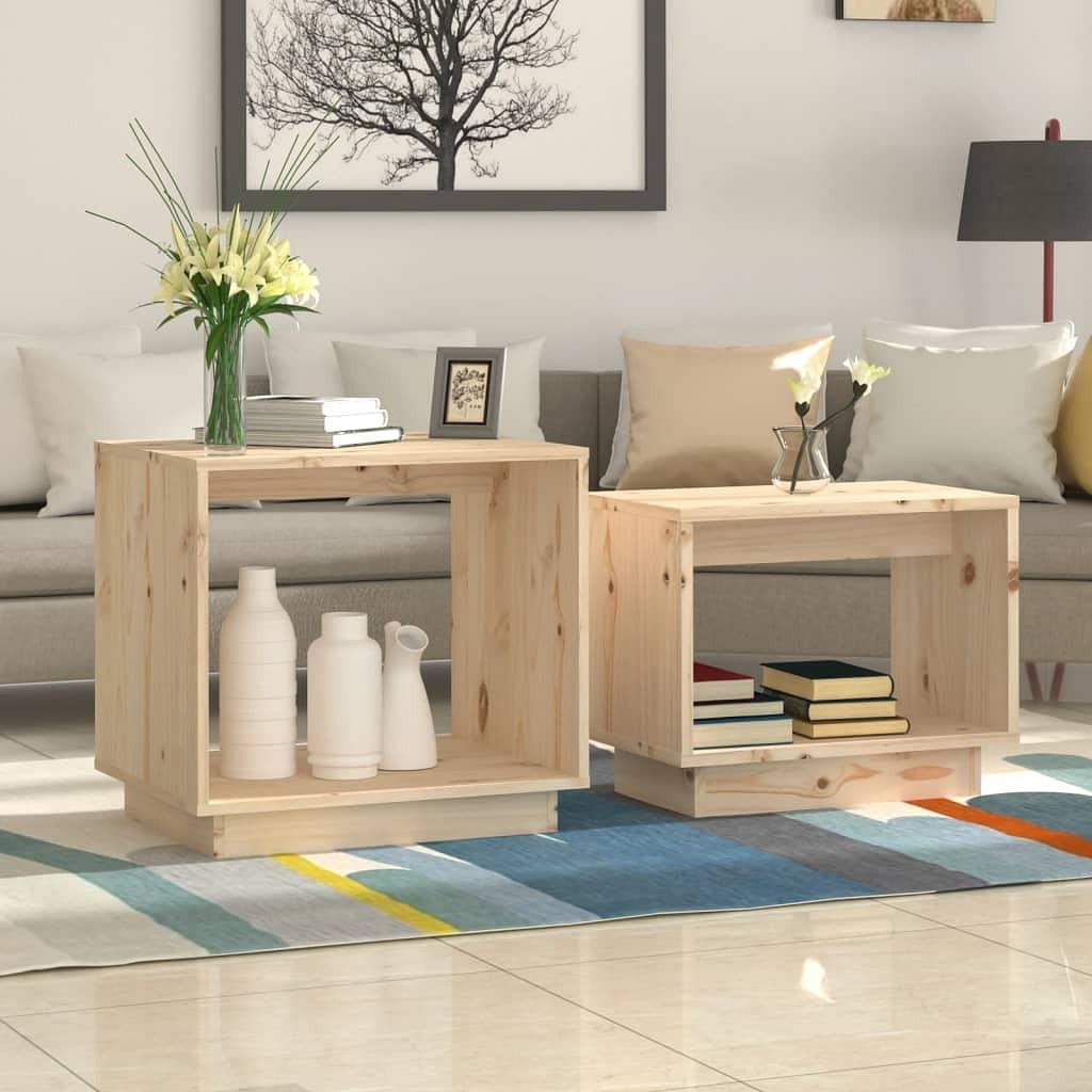 Coffee table natural wood solid pine wood (untreated) small