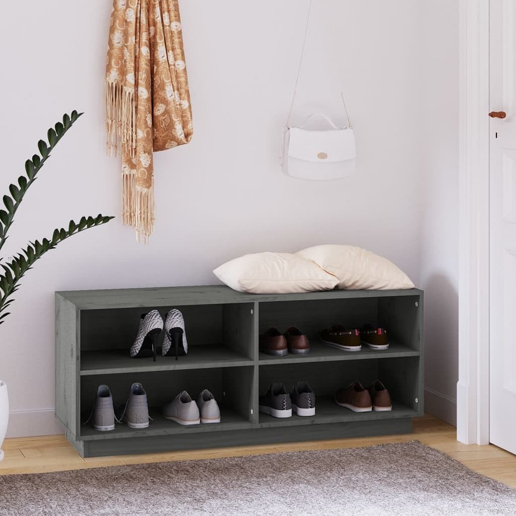 Shoe cabinet gray solid pine wood medium shoe cabinet