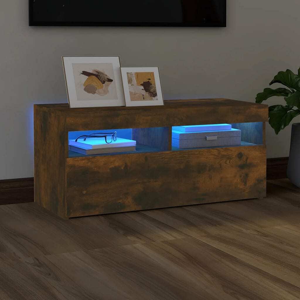 Tv cabinet smoked oak engineered wood medium tv cabinet