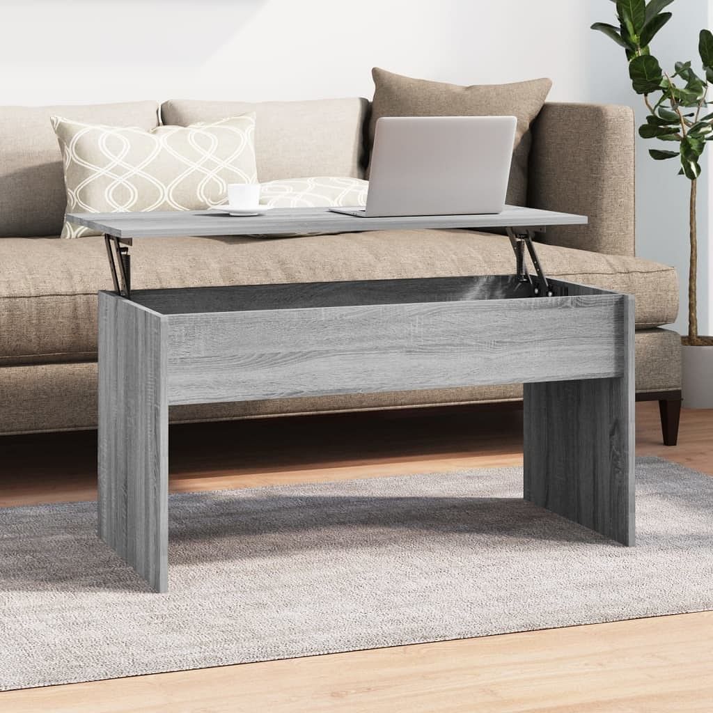 Coffee table grey sonoma engineered wood standard sliding top